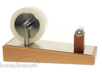 'St-O-L' design plakbandrolhouder, perenhout met RVS